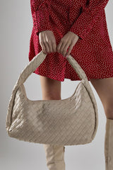 White Woven Oversized Shoulder-Bag