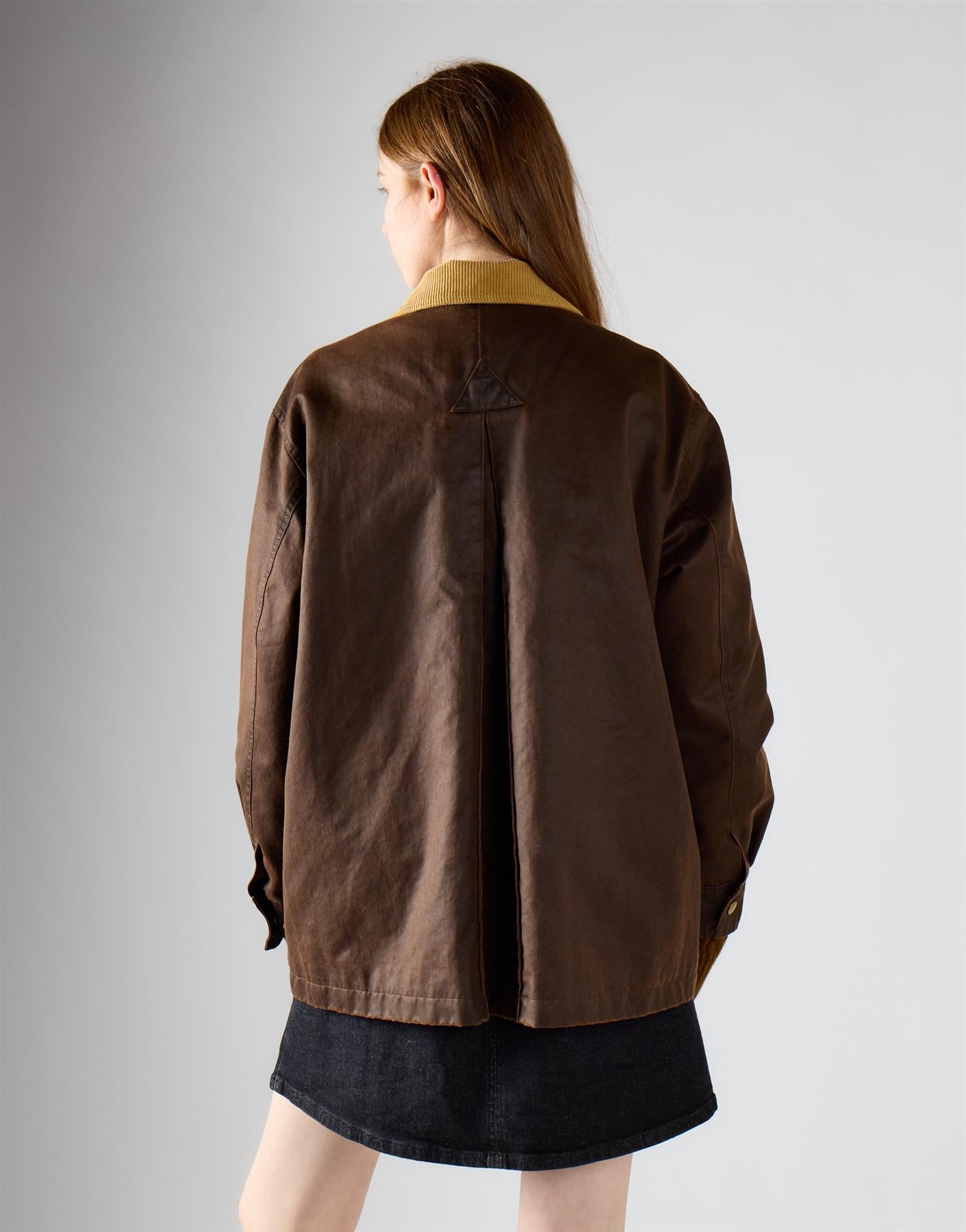 Washed Brown Contrast Collar Jacket