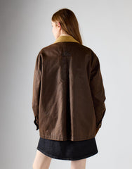 Washed Brown Contrast Collar Jacket