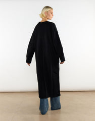 Black Long Cardigan With Pocket