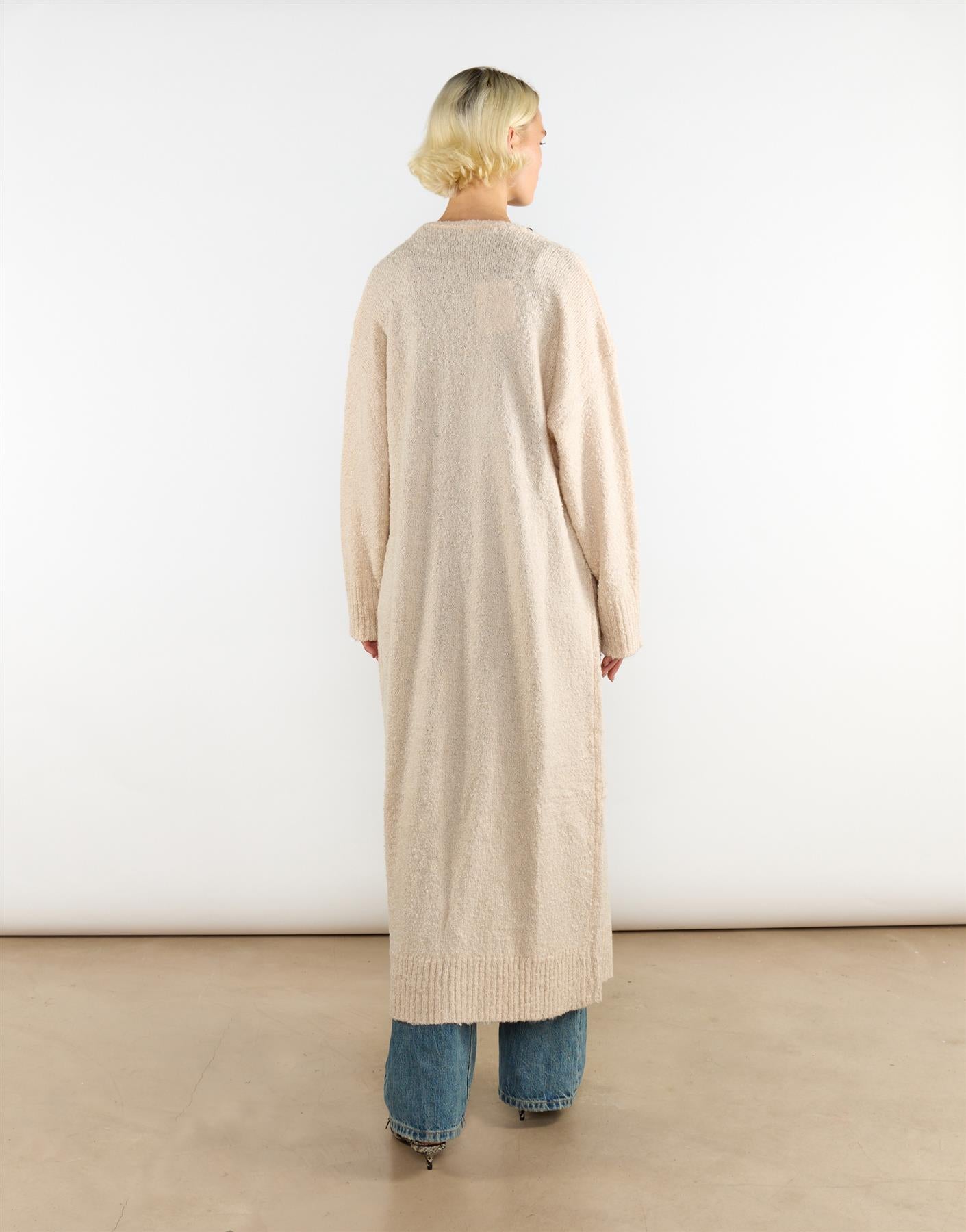 Dark-Cream Oversized Longline-Cardigan