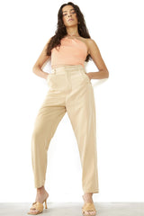 Rich-Sand High-Waisted Trousers
