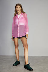 Hot-Pink Sheer Oversized-Shirt