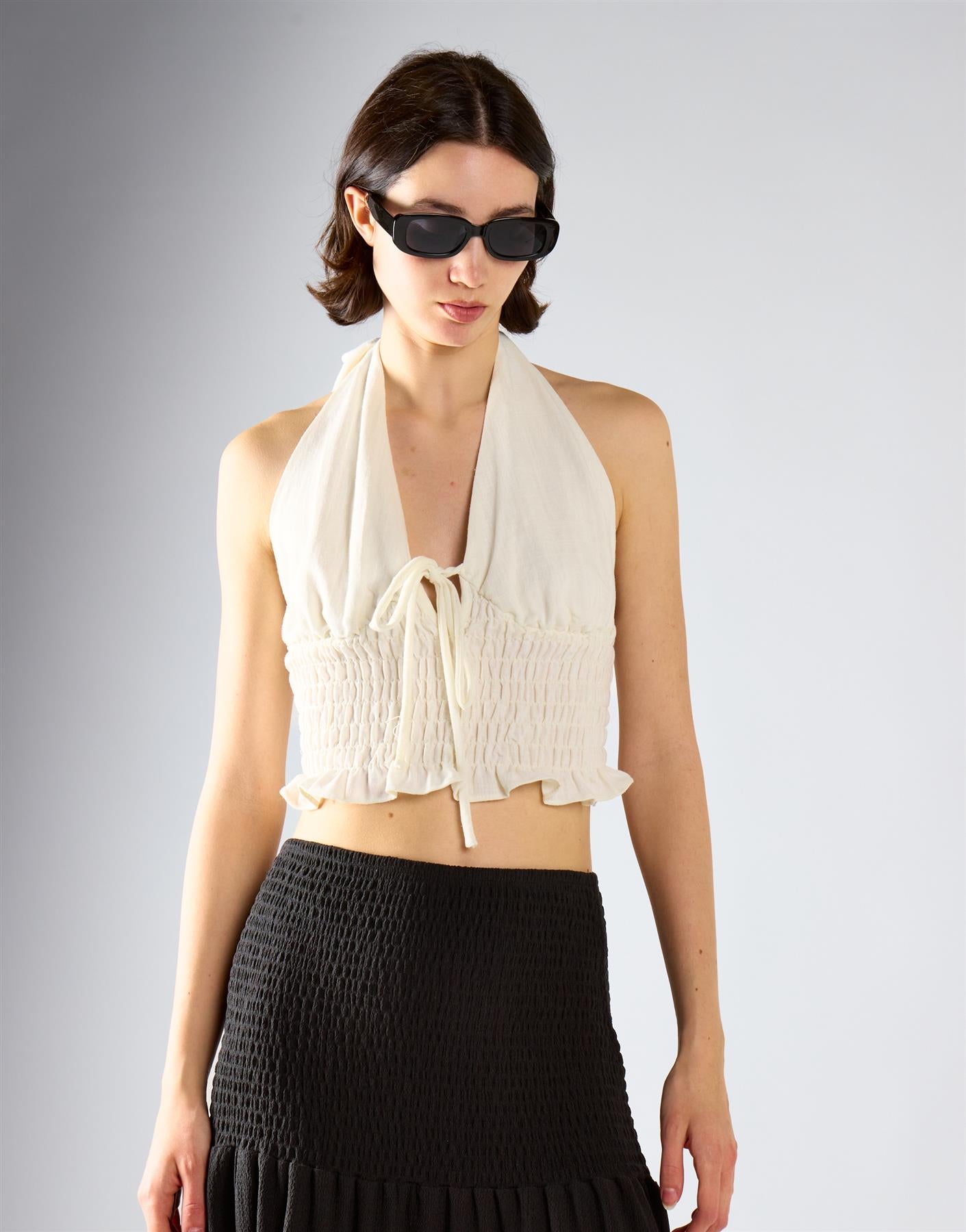 White Smocked Halter Top