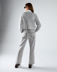Light Grey Wash Straight Leg Cropped Jeans