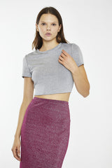 Silver-Glitter Open-Back Crop-top