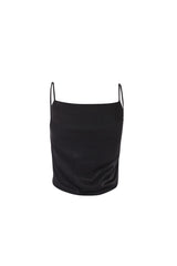 LADIES TOP-BLACK SATIN-2Xtra Small