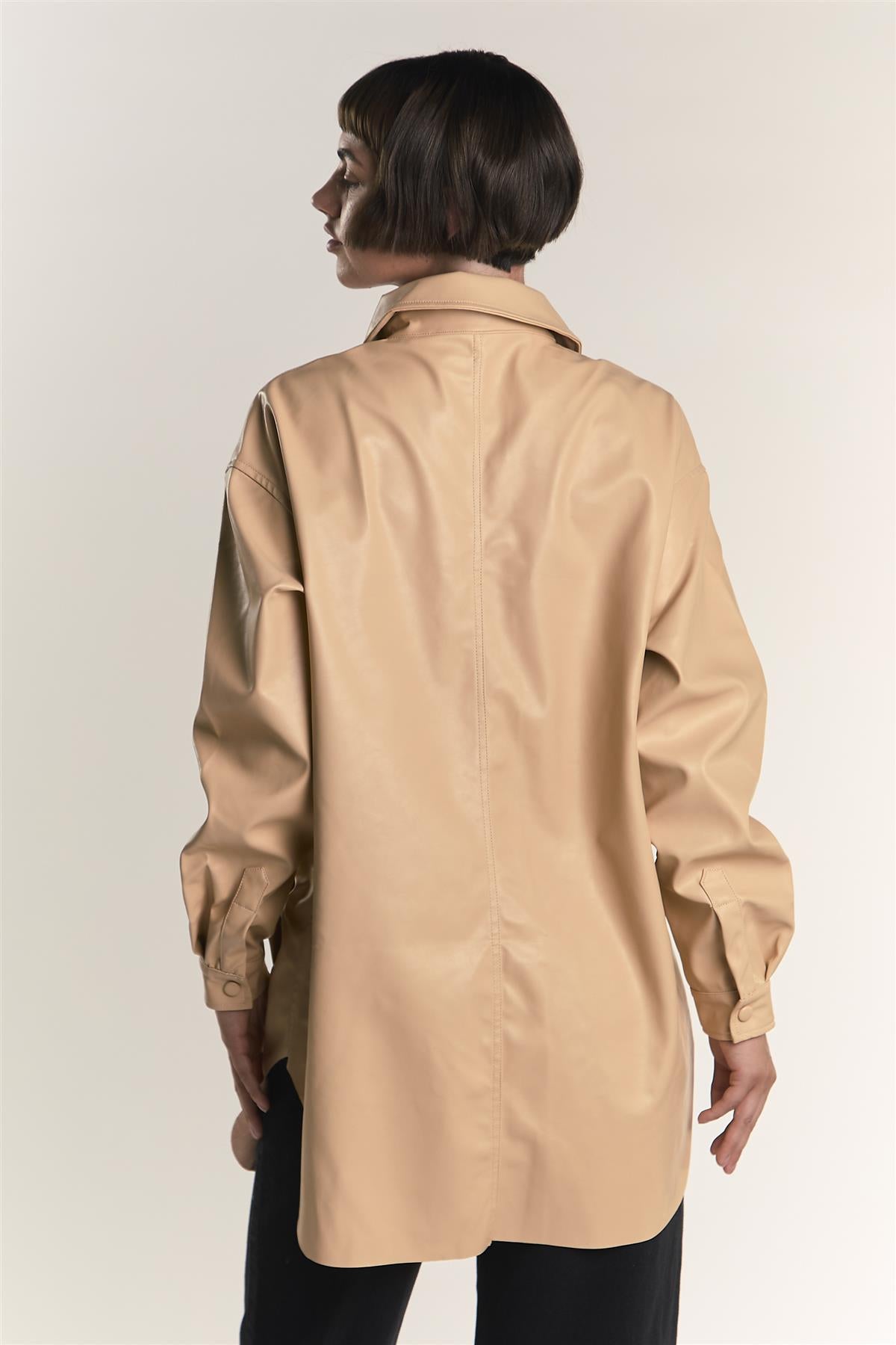 Honey PU Button Front Shirt
