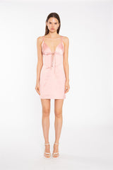 Coral-Pink Corset Mini-Dress