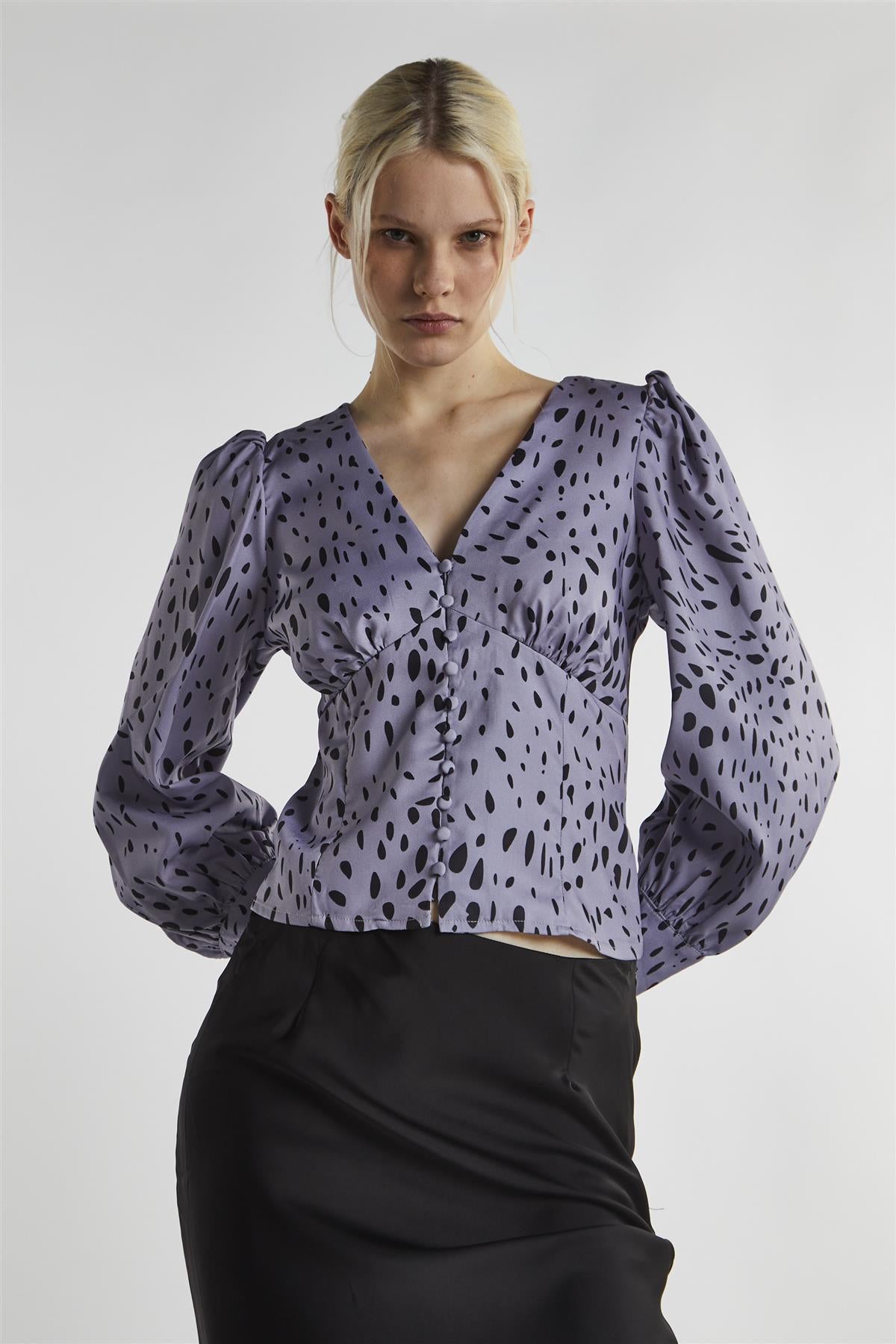 Dusty Lilac Dalmatian Long Sleeve-Tops