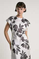 White Brown Floral T-Shirt Dress