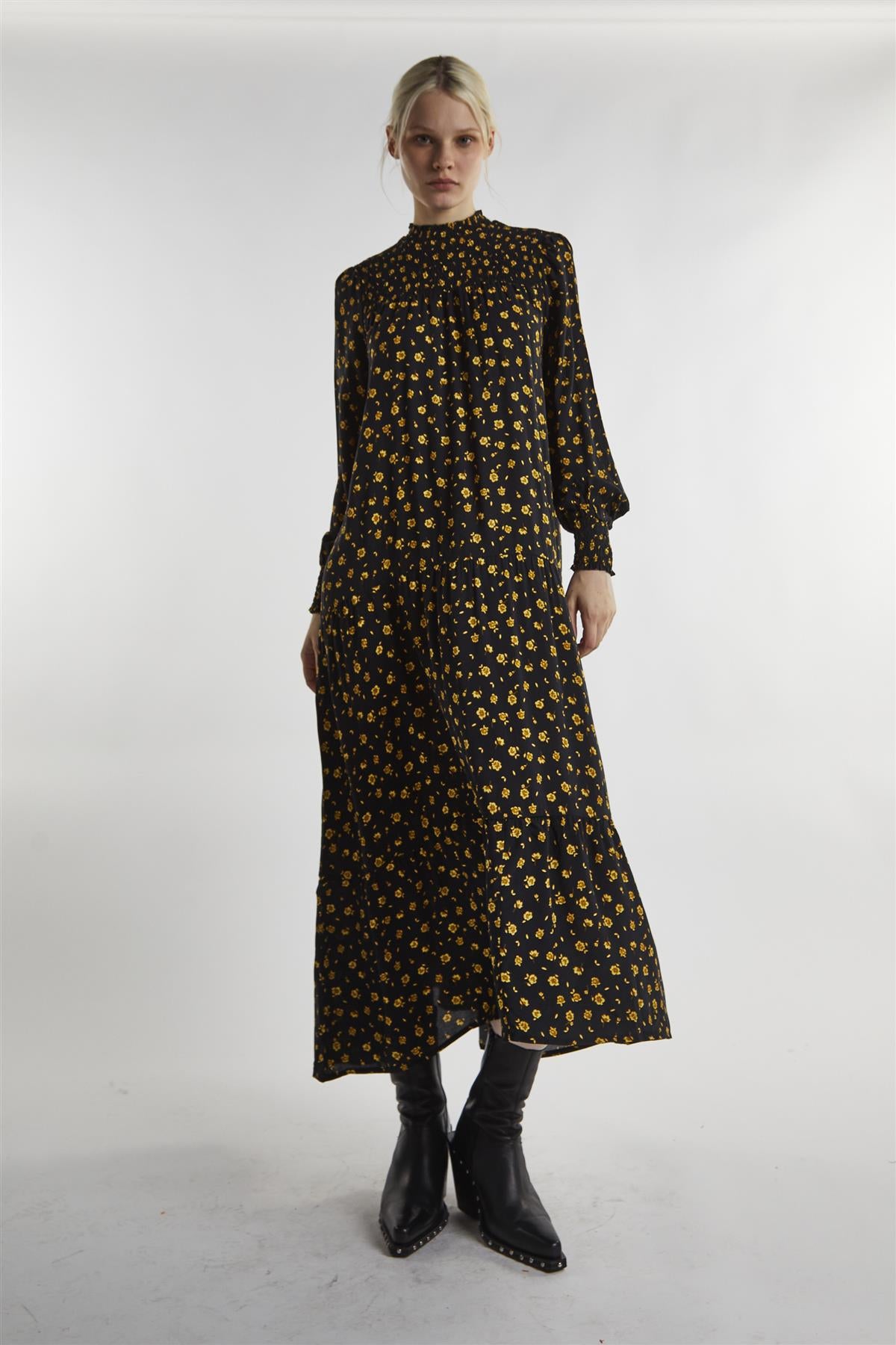 KK0140-BLACK CHARTREUSE DITSY