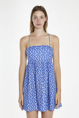 Ultramarine-Ditsy Strappy Mini-Dress