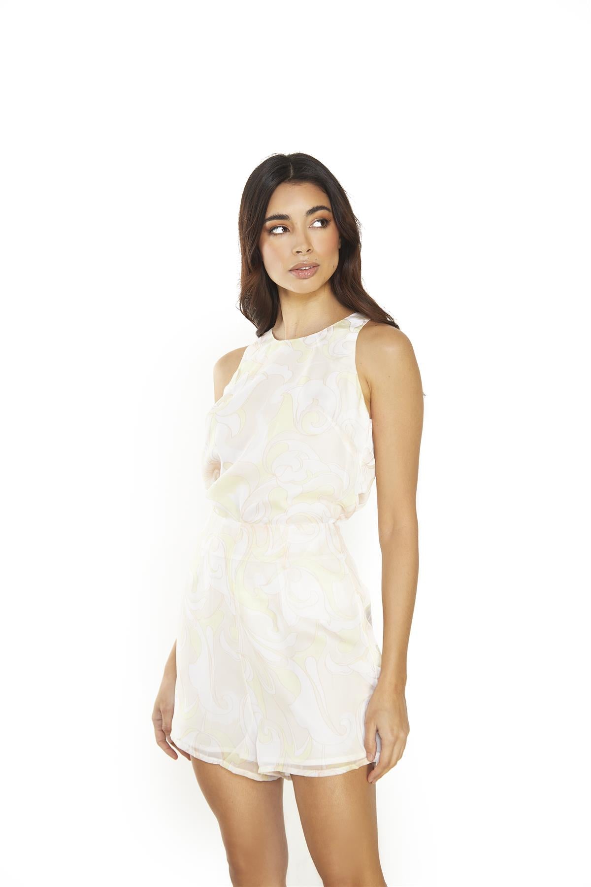 Pastel-Swirl-Abstract High-Waisted Shorts