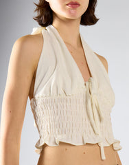 White Smocked Halter Top