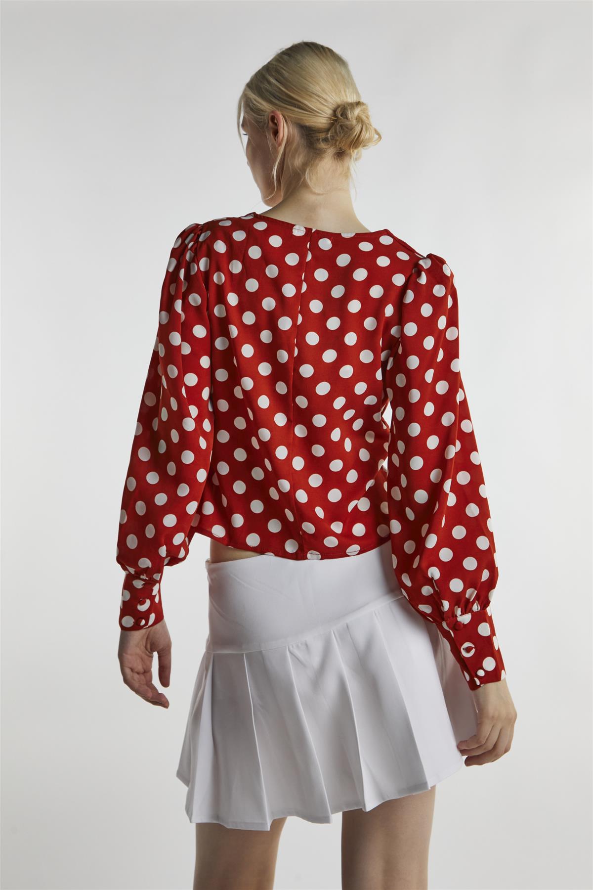Rusty White Polka Long Sleeve-Top