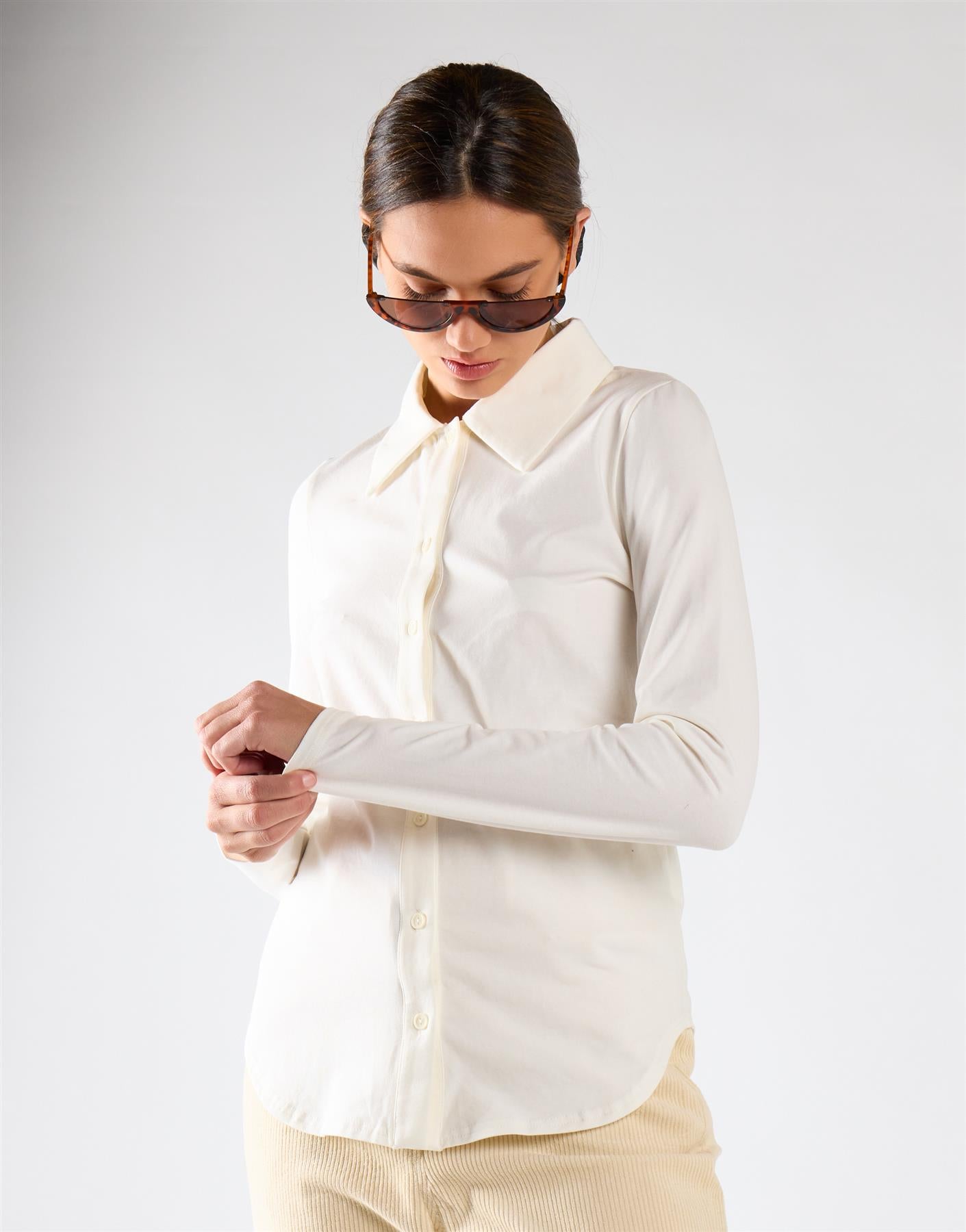 Off White Button Front Shirt