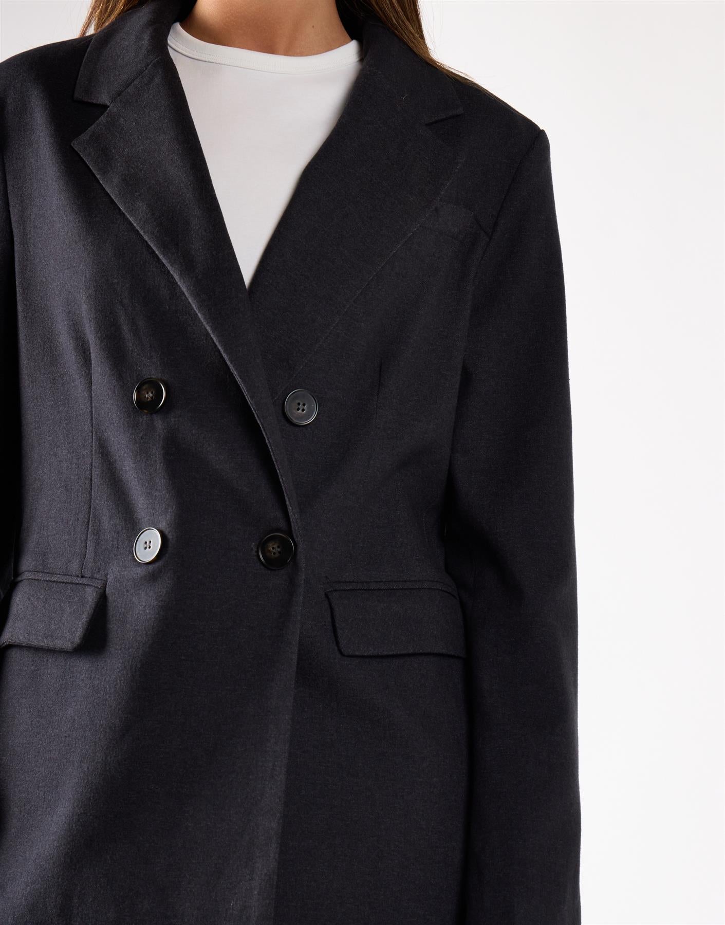 Black Marl Button Detail Blazer