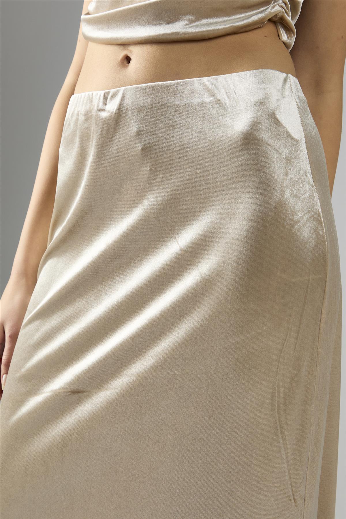 Oyster Velvet Mid-Rise Maxi Skirt