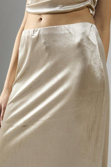 Oyster Velvet Mid-Rise Maxi Skirt