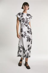 White Brown Floral T-Shirt Dress