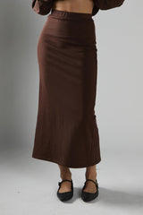 Deep-Brown High-Waisted Maxi-Skirt