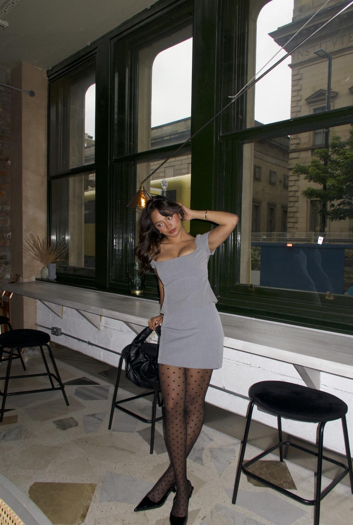 Grey Straight Pencil Mini-Skirt