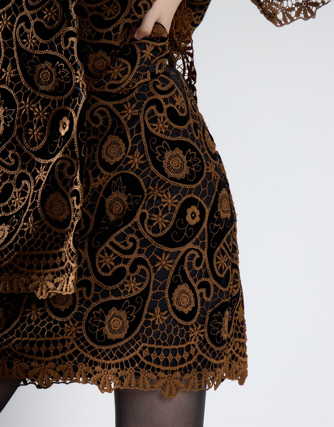 Black Brown Paisley Mini Skirt