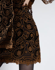 Black Brown Paisley Mini Skirt