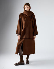 Rich Brown Scarf Long Coat