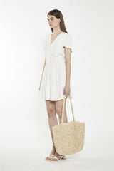 Shift Short Dress - White Amber Ditsy