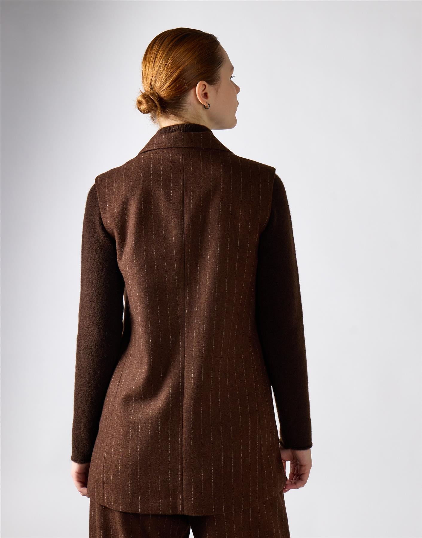 Narrated Brown Stripe Double-Breasted Tailored Vest