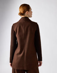 Narrated Brown Stripe Double-Breasted Tailored Vest