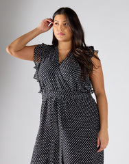 Glamorous Curve Black Blur Dot Jumpsuit