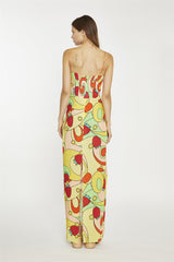 Psychedelic-Strawberry Slim-Spaghetti-Strap Maxi-dress