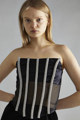 Black Rhinestone-Trim Corset Top