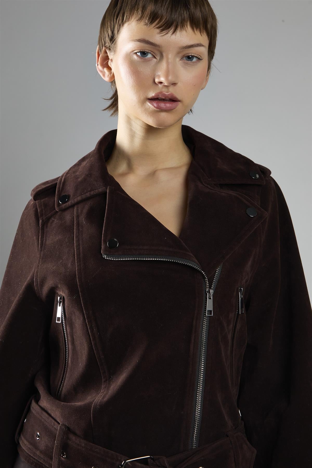 Rich-Brown Biker Long Sleeve-Jacket