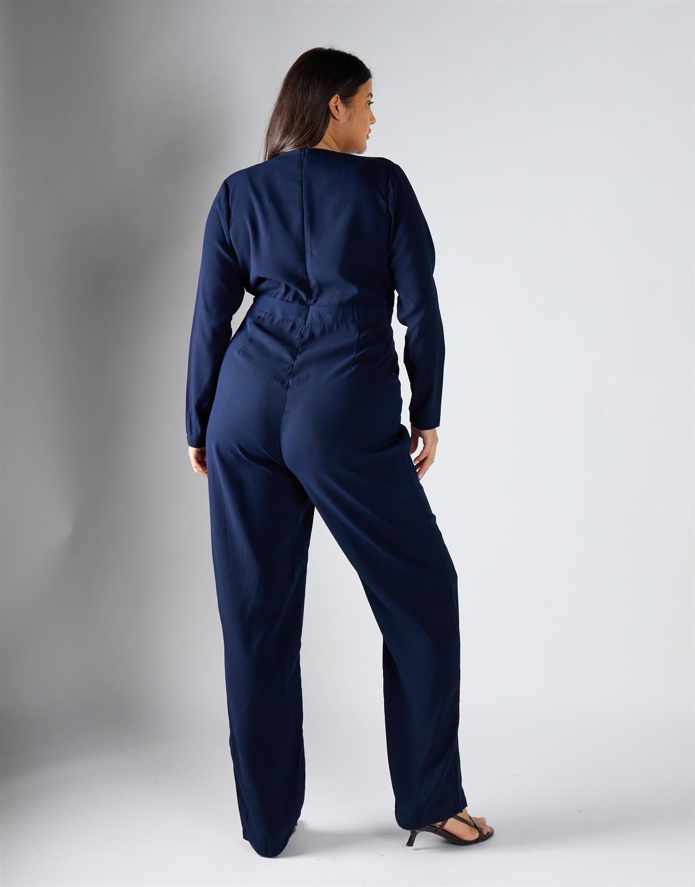 Glamorous Curve Navy Jumpsuit