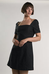 Black Square-Neck Mini-Dress
