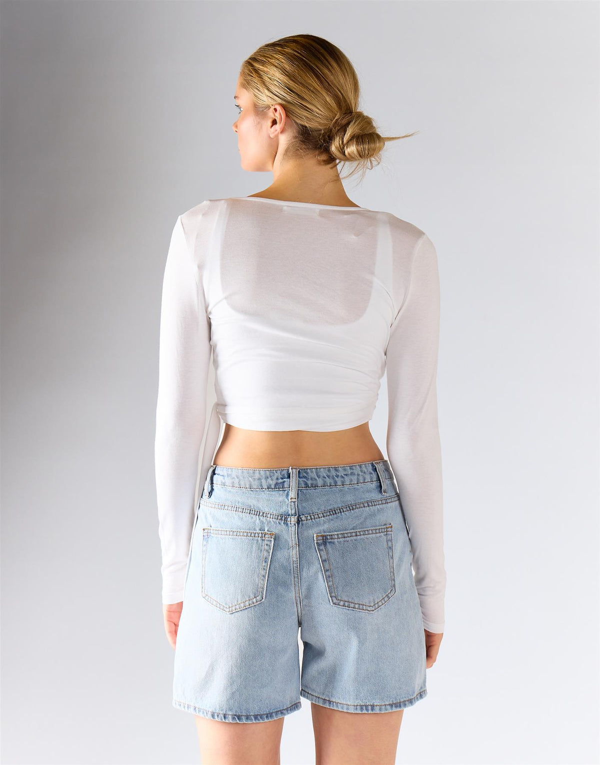 Long Sleeve Cropped Top - Cream