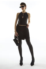 Black A-Line Mini Bow Mini-Skirt