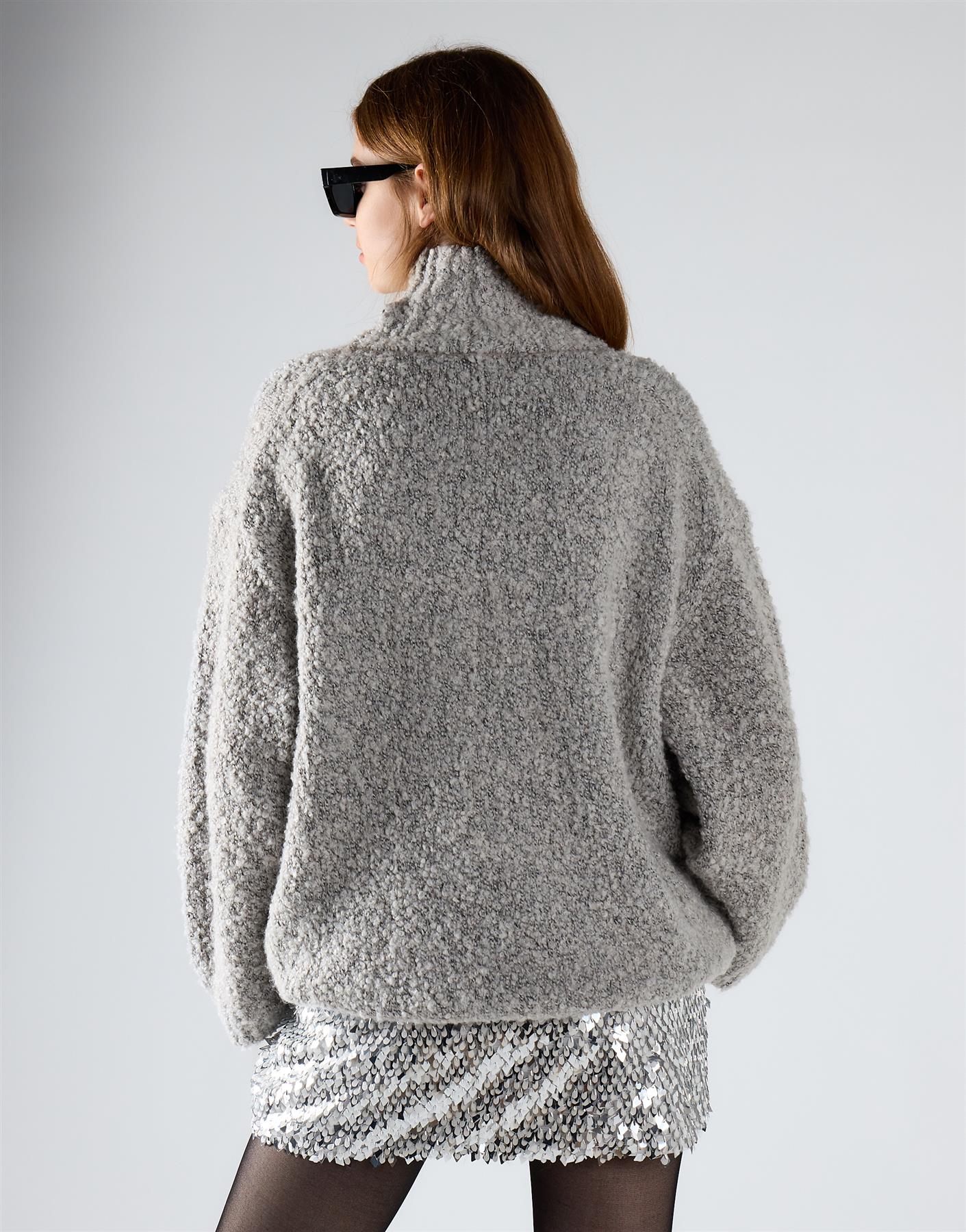 Silver Diamond Sequin Mini Skirt