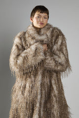 Faux Fur Midi Coat - Feather Fur