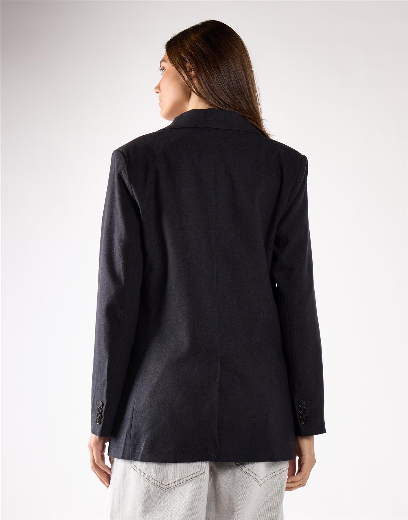 Black Marl Button Detail Blazer