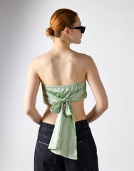 Sage Green Sateen Badana Strapless Top
