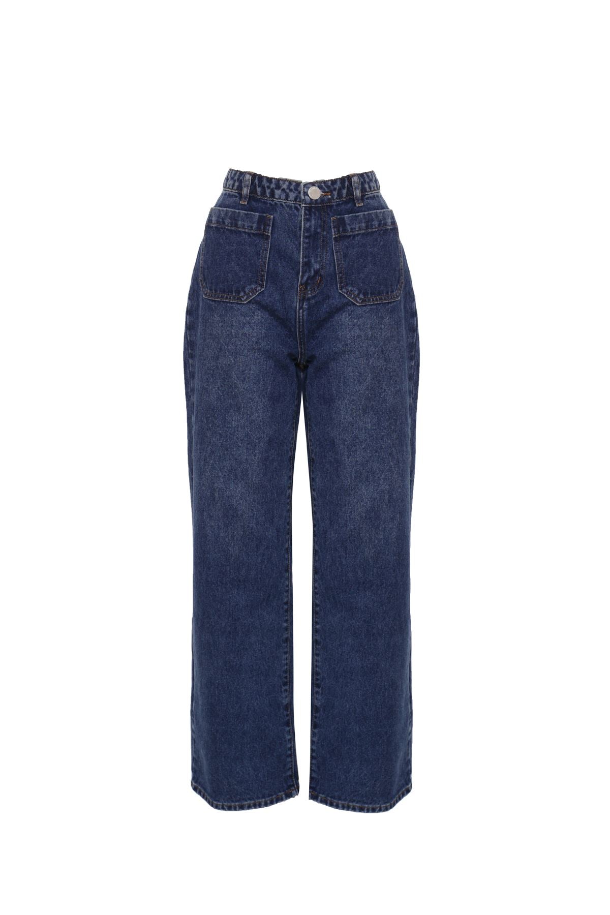 Wide Leg Jeans - Dark Blue Stonewash