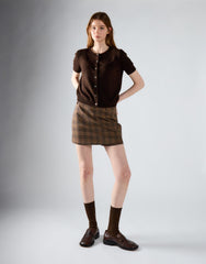 Khaki Brown Short Sleeve Cardigan