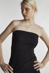 Black-Mesh Bandeau Bodycon Midaxi-Dress