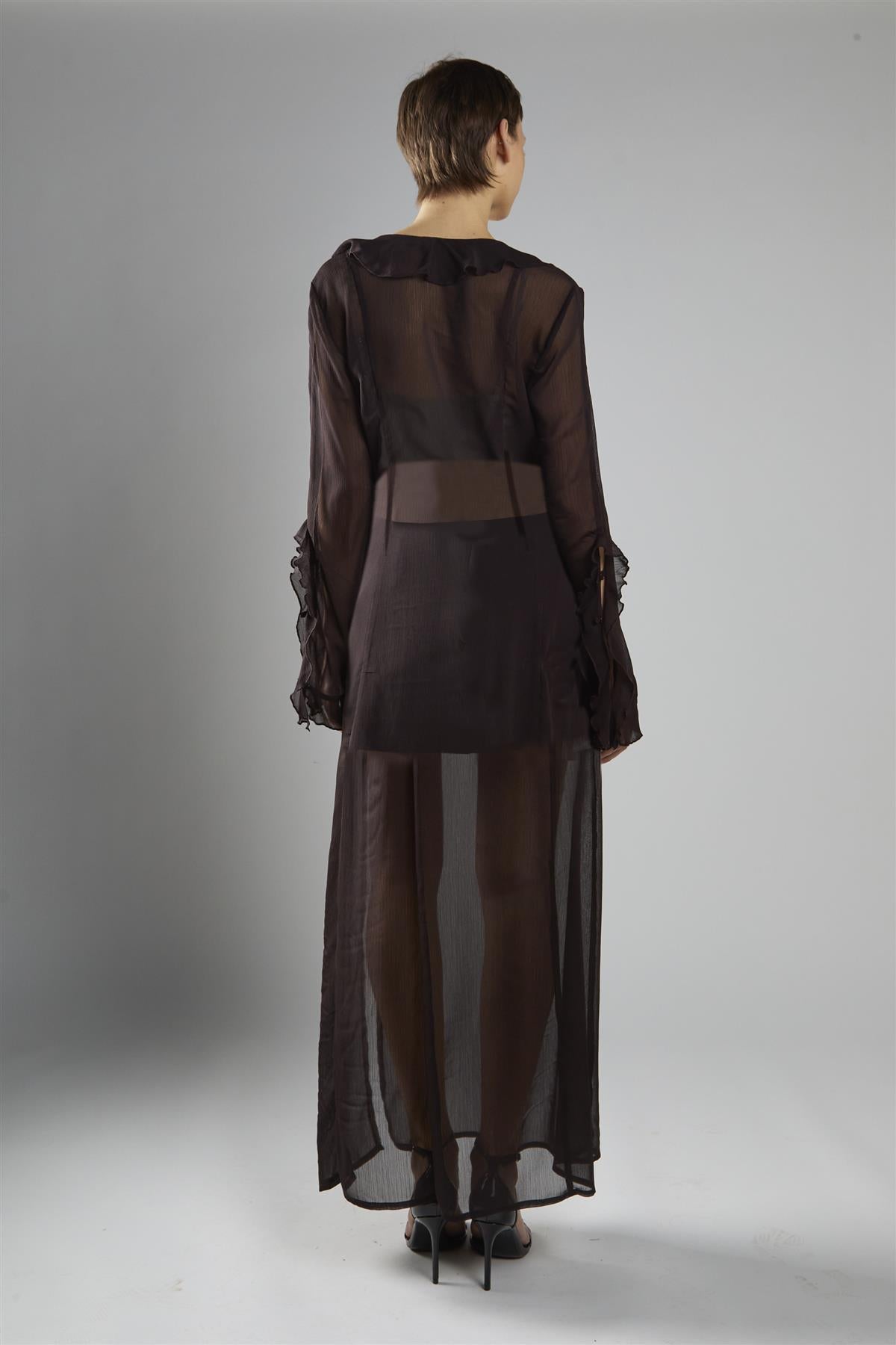 Deep Brown Shift Maxi Dress