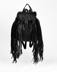 Black Boho Fringe Backpack